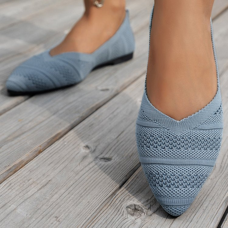 Damen Spitzer Ballerinas aus atmungsaktivem Strickmaterial mit flexibler Sohle R&B