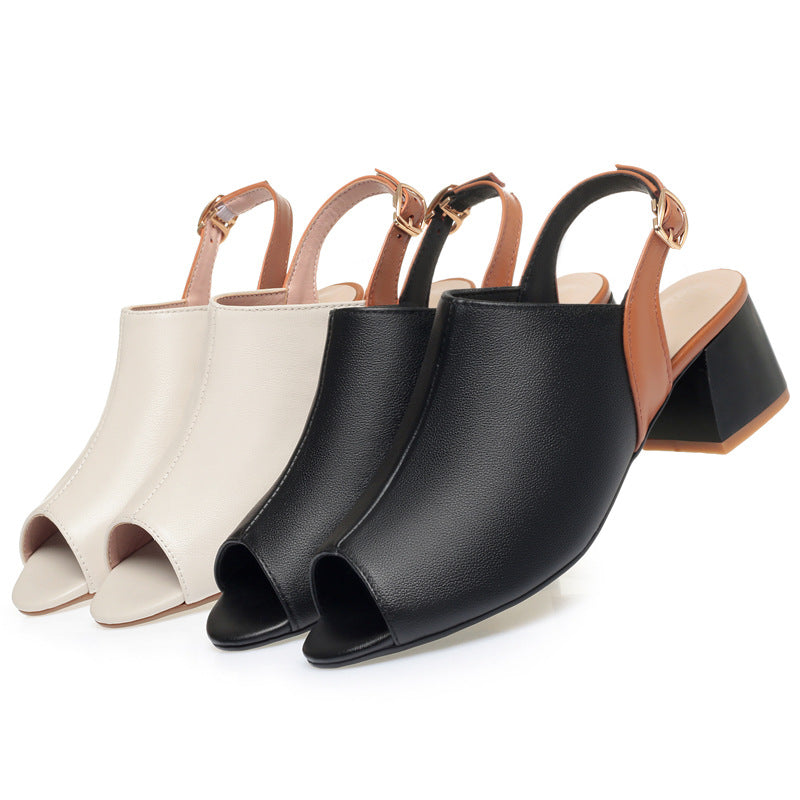 Damen Offene Sling-Pumps mit blockiertem Absatz und eleganter Schnallen-Applikation R&B