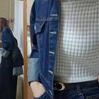 Damen cropped Denimjacke mit strukturiertem Schnitt R&B
