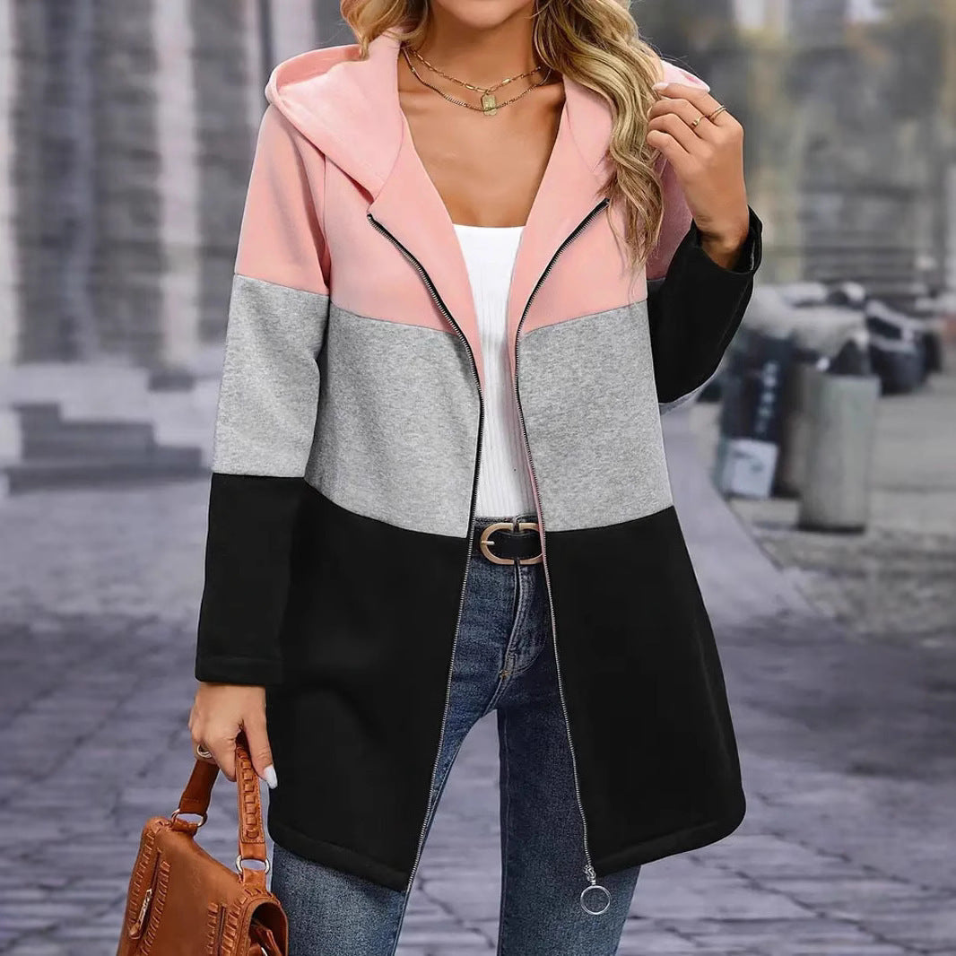 Damen Sportliche Übergangsjacke mit hohem Kragen und farblich abgesetztem Design R&B