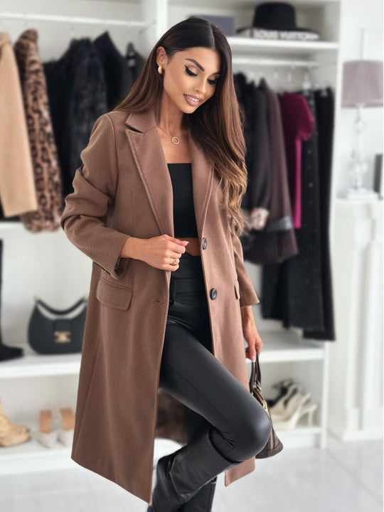 Damen Klassischer Oversized-Mantel mit elegantem Reverskragen und praktischen Taschen R&B