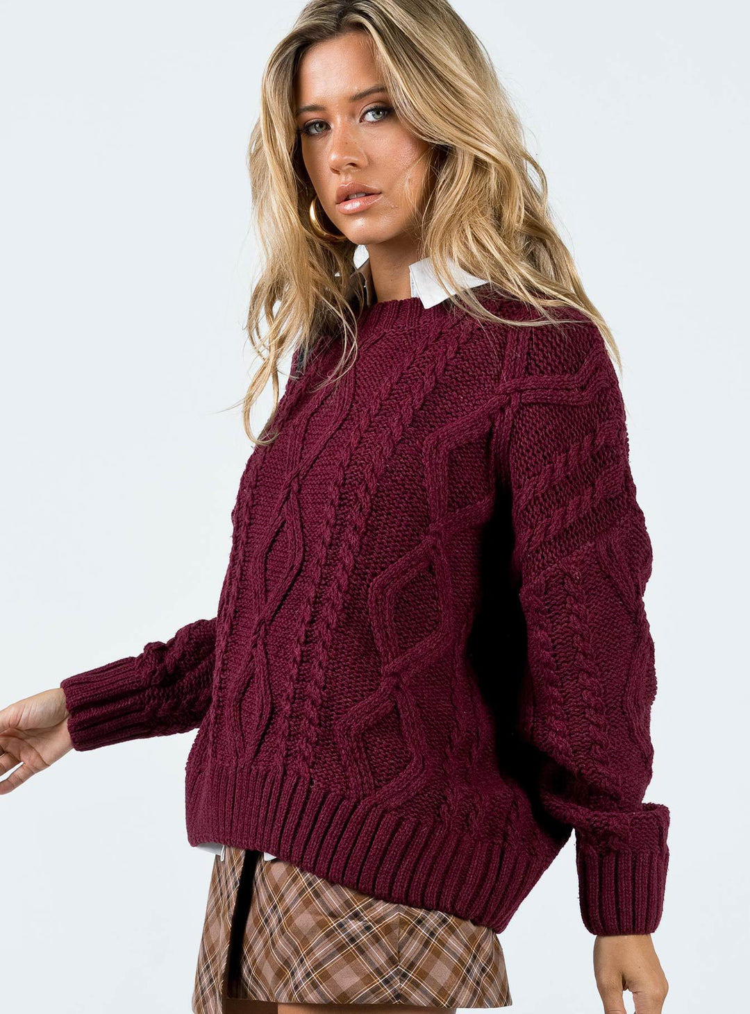 Damen Grobstrickpullover mit voluminösen Ärmeln und klassischem Zopfmuster R&B