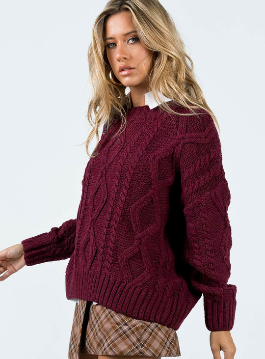 Damen Grobstrickpullover mit voluminösen Ärmeln und klassischem Zopfmuster R&B