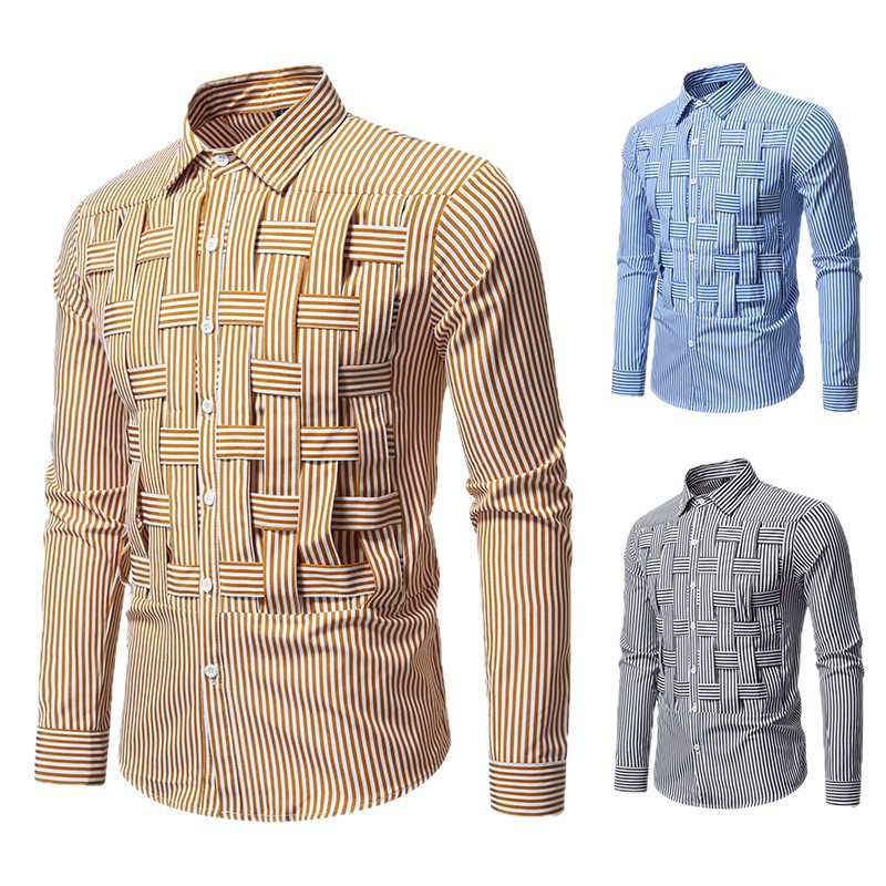Herren elegantes Hemd mit strukturiertem Streifenmuster R&B