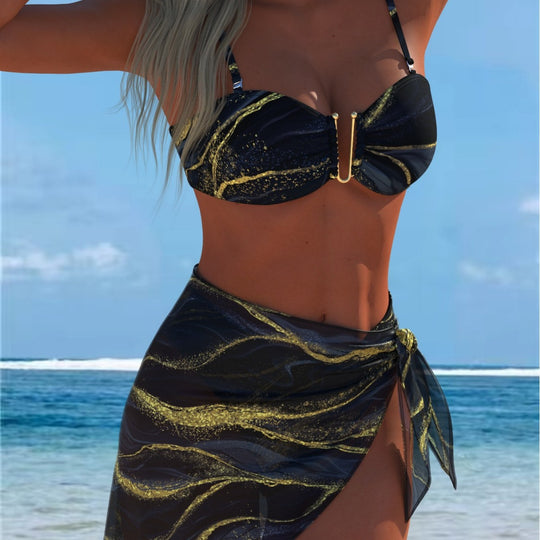 Damen Bikini-Set mit elegantem Balconette-Oberteil und modischem Wickelrock R&B