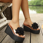 Damen Wedge-Pantoletten mit floralen Applikationen R&B