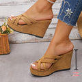 Damen Wedge-Sandalen mit überkreuzten Riemen und rutschfester Sohle