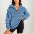 Damen Fleece-Pullover mit halbem Reißverschluss und Oversize-Schnitt R&B