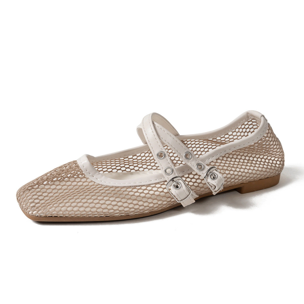 Damen modische Ballerinas mit atmungsaktivem Netzdesign und verstellbaren Riemen R&B