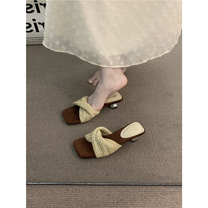 Damen bequeme Zehensandalen mit elegantem geflochtenem Design R&B