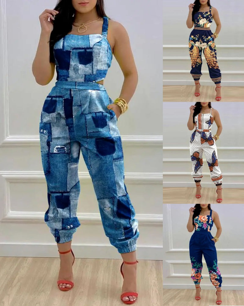 Damen lässiger Overall mit floralem Design R&B