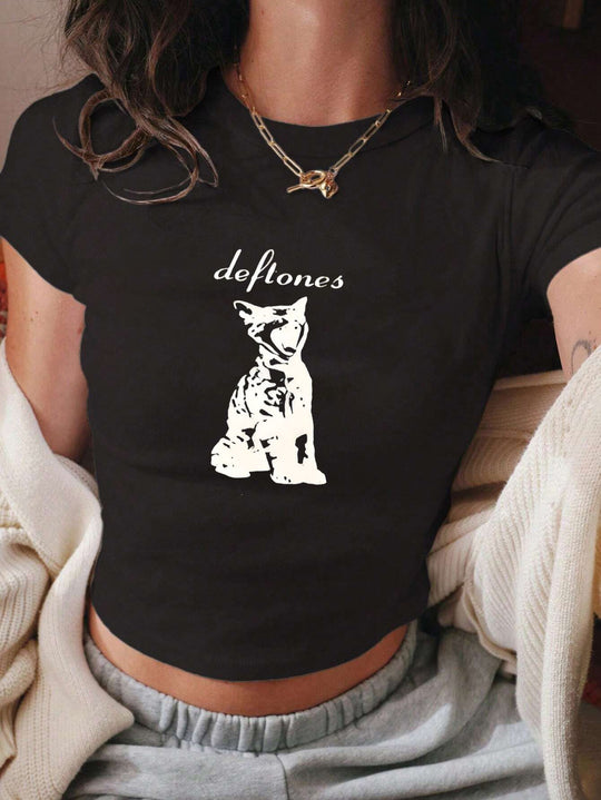 Damen T-Shirt mit funkelndem Discokugel-Motiv und zeitgemäßem Schleifendetail R&B