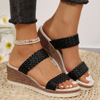 Damen Wedgesandalen mit geflochtenen Riemen und kombinierter Sohle R&B