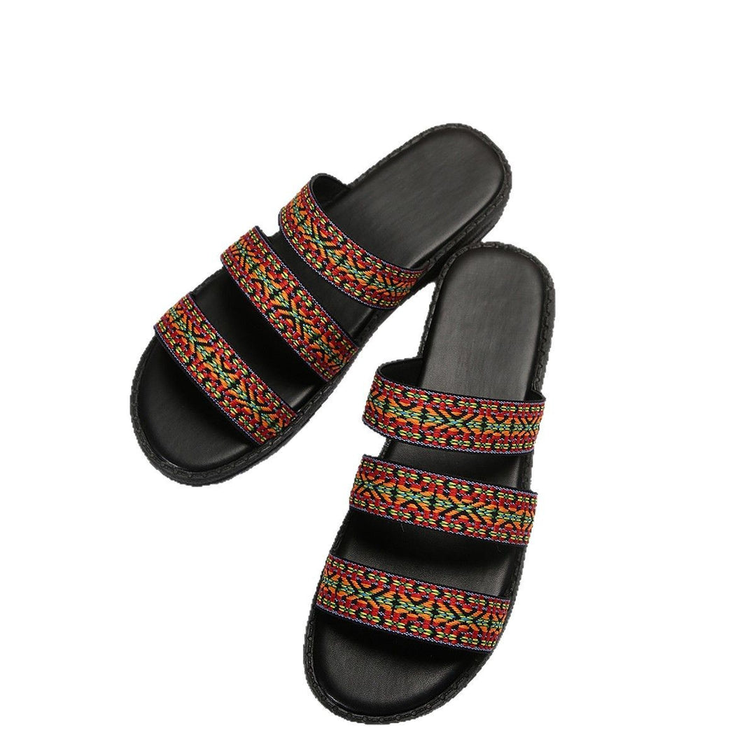 Damen Gemütliche Sommer-Sandalen mit bunten geflochtenen Riemen R&B