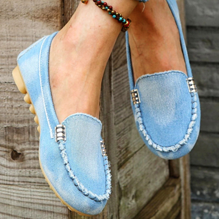 Damen bequeme Mokassins aus Denim mit dekorativen Details R&B