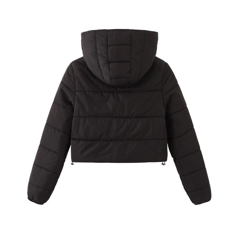 Damen gesteppte kurz geschnittene Jacke mit Kapuze R&B