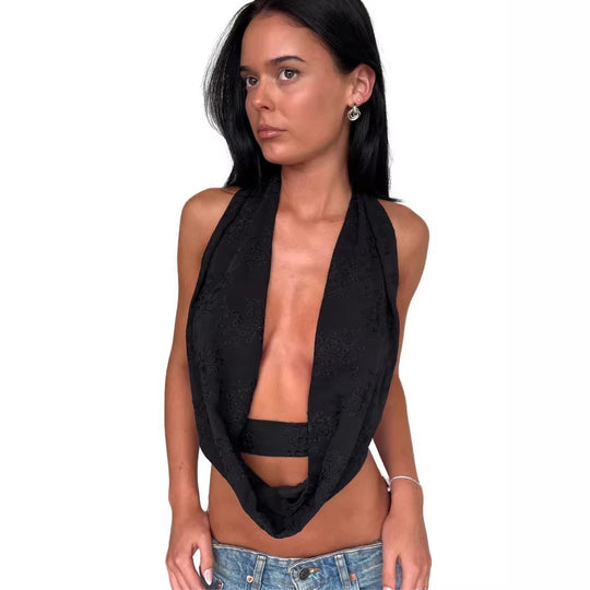Damen Verspieltes Bauchfreies Top mit asymmetrischen Rüschendetails R&B