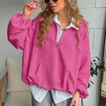 Damen lässiger Oversized-Pullover mit Stehkragen R&B