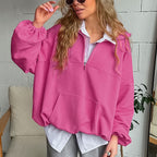 Damen lässiger Oversized-Pullover mit Stehkragen R&B