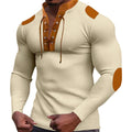 Herren Langarm-Henley-Shirt mit strukturiertem GewR&Be und modischem Schnürdesign R&B