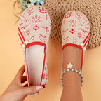 Damen Ballerinas mit modischem Ethno-Muster und dekorativen Perlen R&B