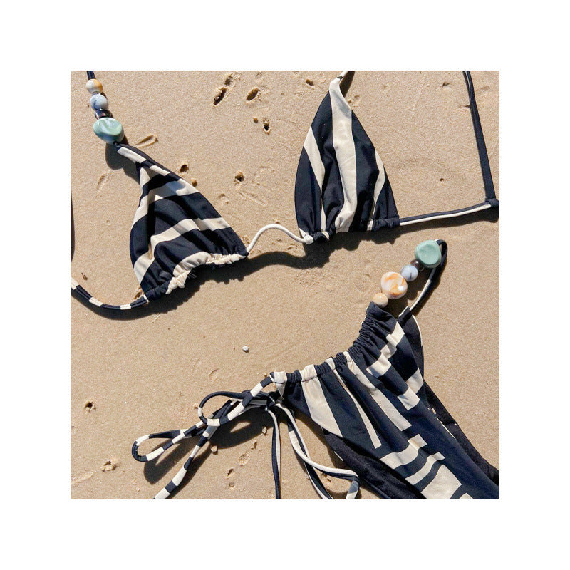 Damen Triangel-Bikini mit raffinierter Schnürung und Kontraststreifen R&B