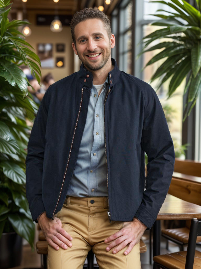 Herren leichte Freizeitjacke im modernen Design mit Stehkragen R&B