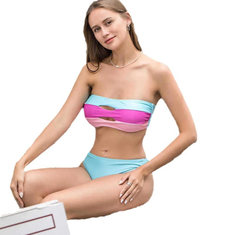 Damen Bandeau-Bikini mit Cut-Out-Design und hohem Bund R&B
