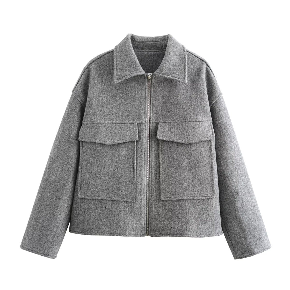 Damen moderne Übergangsjacke im lässigen Schnitt mit großen Taschen