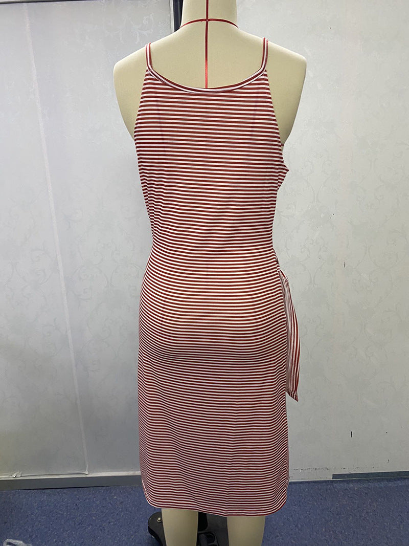 Damen Wickelkleid mit auffälligem Streifenmuster und taillierter Silhouette R&B