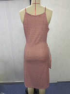 Damen Wickelkleid mit auffälligem Streifenmuster und taillierter Silhouette R&B