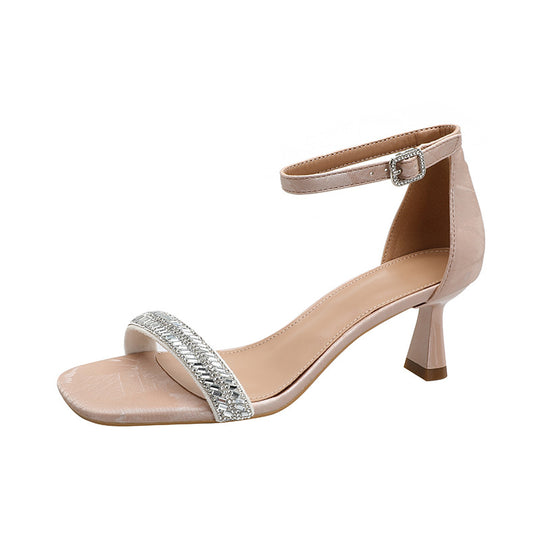 Damen elegante Sandaletten mit funkelndem Riemendesign R&B