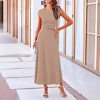 Damen Elegantes Maxikleid mit tailliertem Oberteil und fließendem Rock R&B