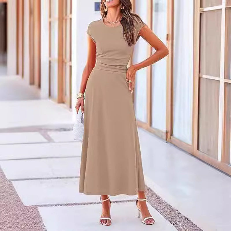 Damen Elegantes Maxikleid mit tailliertem Oberteil und fließendem Rock R&B