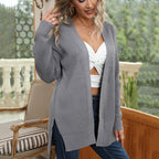 Damen Lässige Strickjacke mit länglichem Schnitt und feinen Details R&B