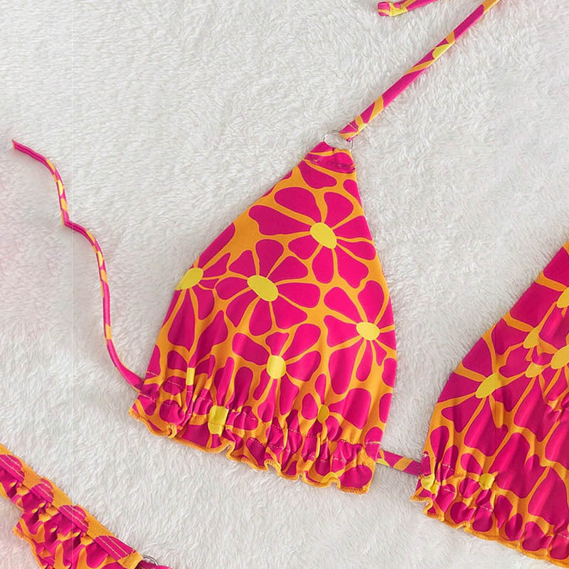 Damen Triangel-Bikini mit verstellbaren Trägern und Rüschendetails R&B