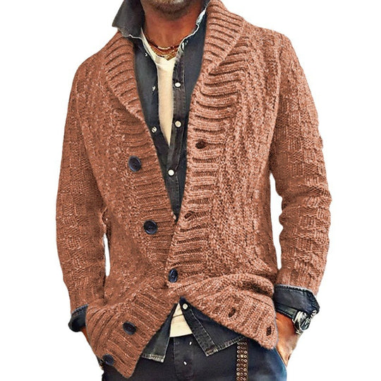 Herren Strickjacke mit großem Schalkragen und strukturiertem Design R&B