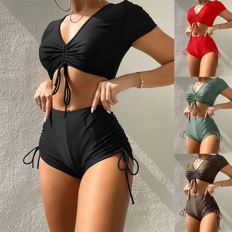 Damen Sportliches Crop-Top und Hochtaillierte Shorts R&B