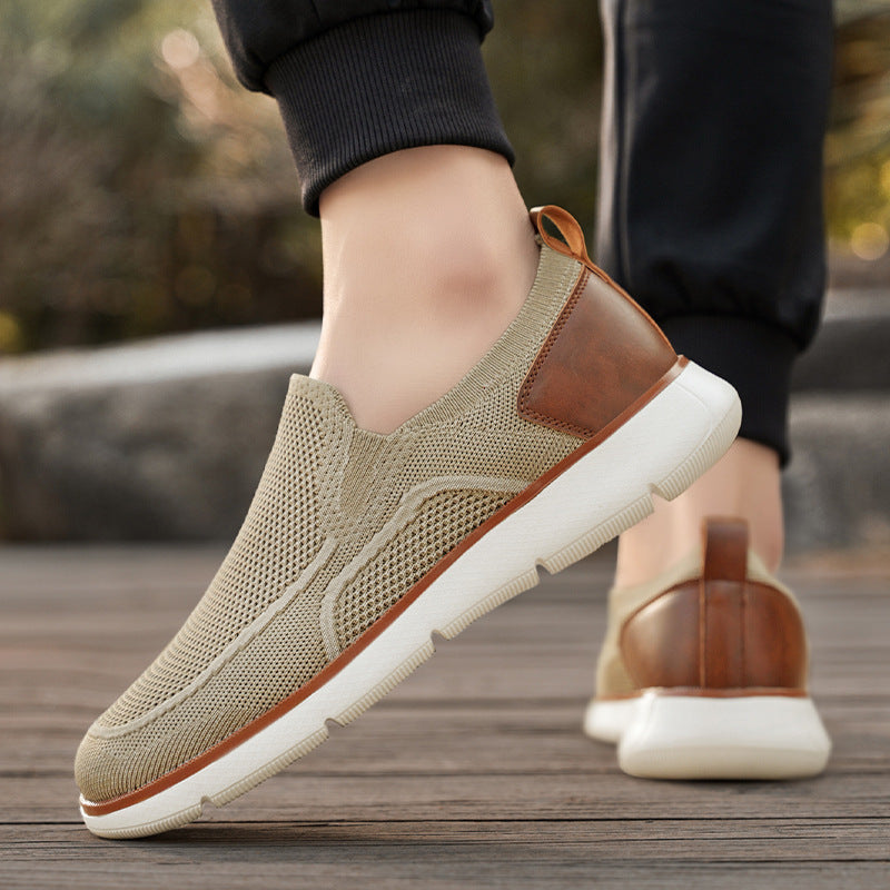 Herren nan atmungsaktiver Strickslipper mit elastischem Einstieg und stoßdämpfender EVA-Sohle R&B