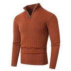 Herren stylischer Strickpullover mit hohem Stehkragen und durchgehendem Reißverschluss R&B