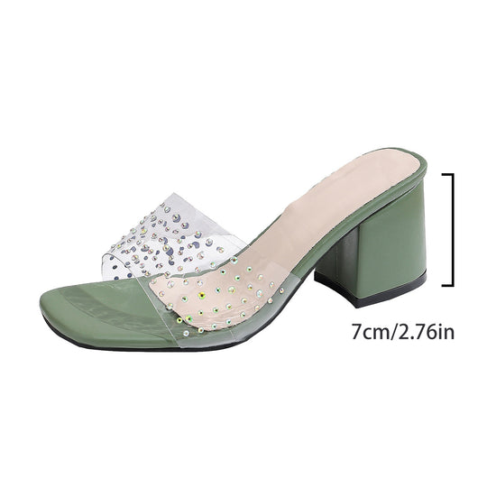 Damen Sandalen mit transparentem Riemchen und funkelnden Strass-Akzenten R&B