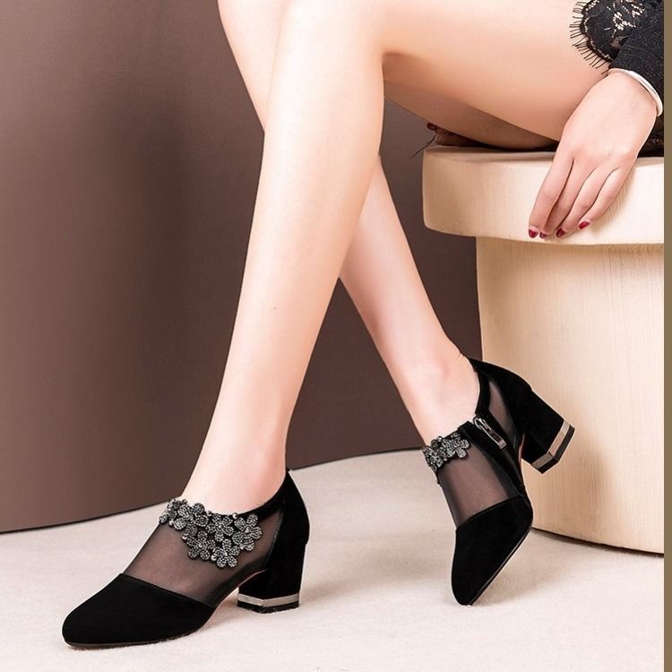 Damen Stiletto Pumps mit transparenten Einsätzen und eleganter Applikation R&B