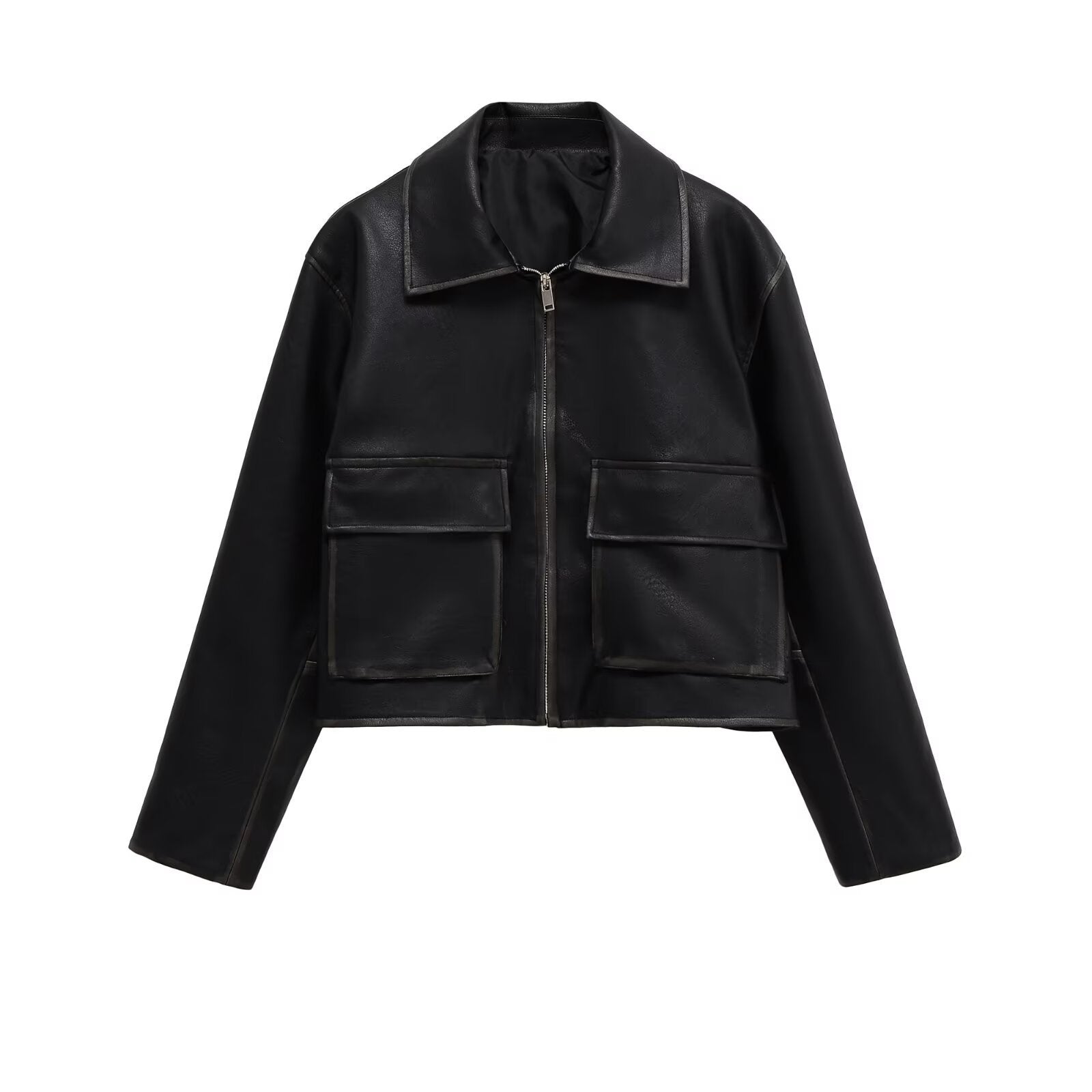 Damen Kurzgeschnittene jacke mit Taschen R&B