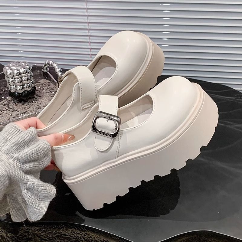 Damen Plattform-Schuhe mit Riemen und modischer Schnalle R&B