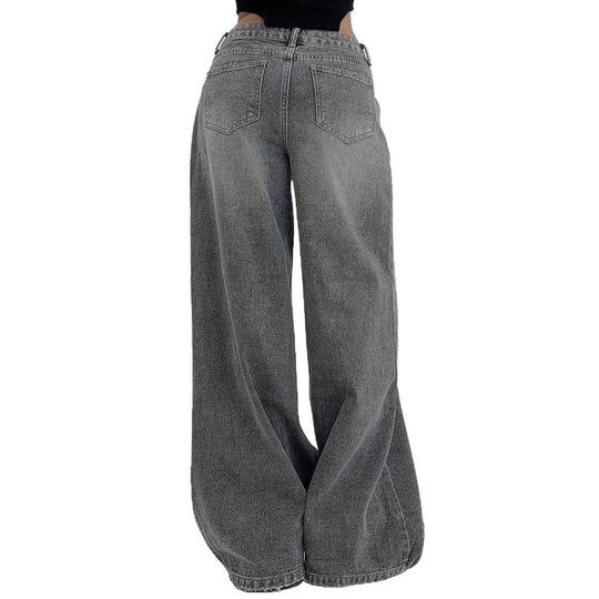 Damen Weite Jeans im lässigen Schnitt mit hohem Bund und modischen Steppnähten R&B