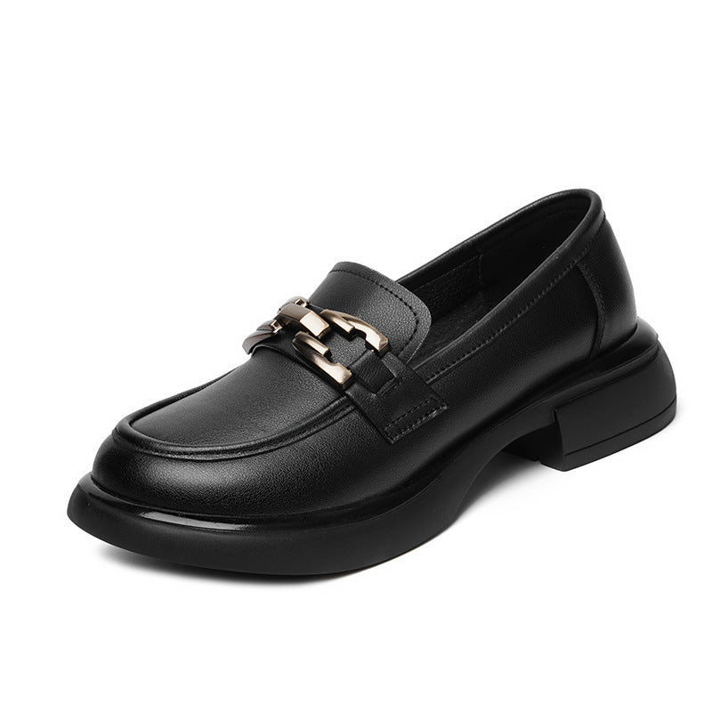 Damen Elegante Mokassins mit goldenen Schmuckdetails und komfortablem Blockabsatz R&B