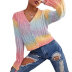 Damen kuschelige Strickjacke mit voluminösen Ärmeln und einzigartigem Zopfmuster R&B