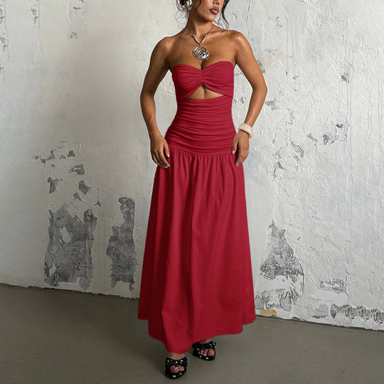 Damen Maxikleid mit schicker Schnittführung und raffiniertem Bauch-Detail R&B