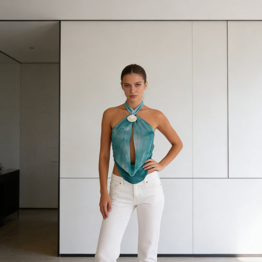 Damen Hochwertiges und modisches Crop-Top mit einzigartige Knoten-Details R&B