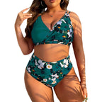 Damen Hochgeschnittenes Floral-Bikini-Set mit Wickeloberteil R&B